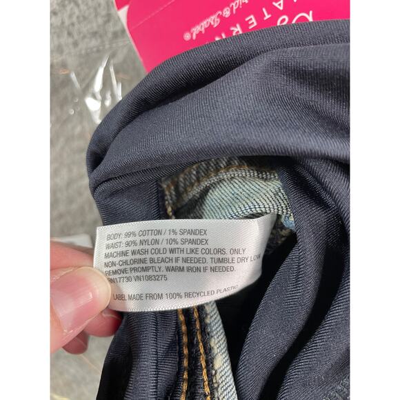 Isabel Maternity Jeans Womens 10 Blue Denim Vintage Straight Crossover Panel NWT - Picture 11 of 12